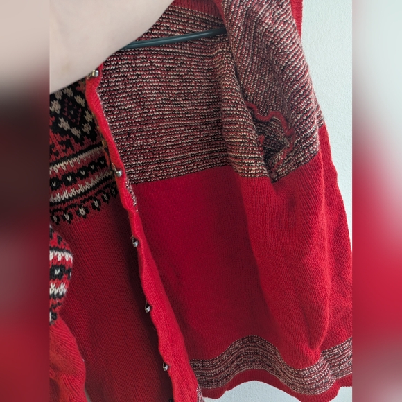 Red Patterned Cardigan Sweater - Picture 8 of 8